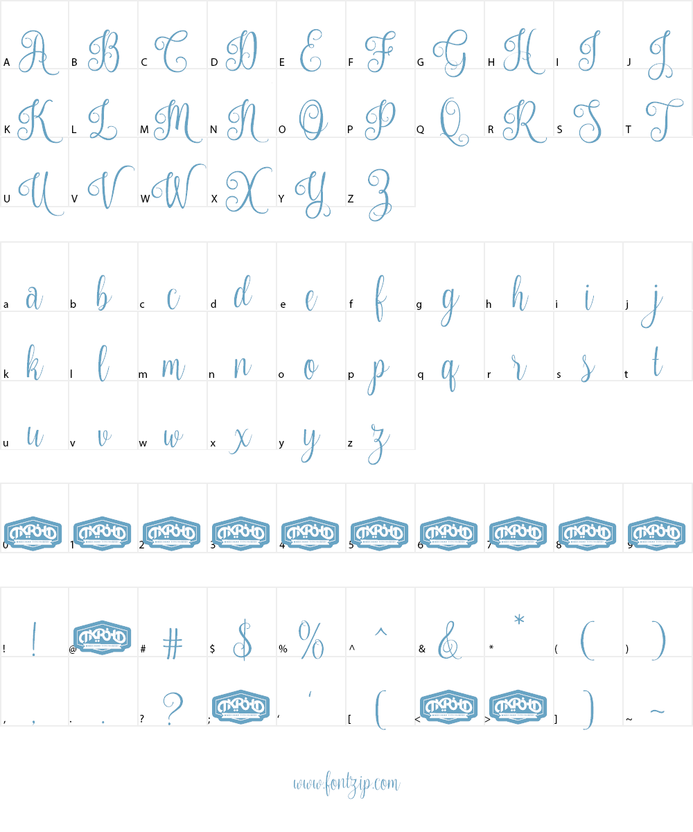 Nouradilla Font Character